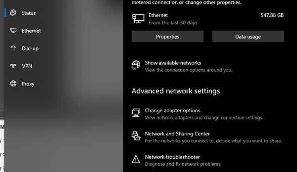 Windows 10 Network and Sharing