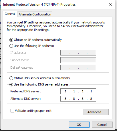 Windows 10 network properties