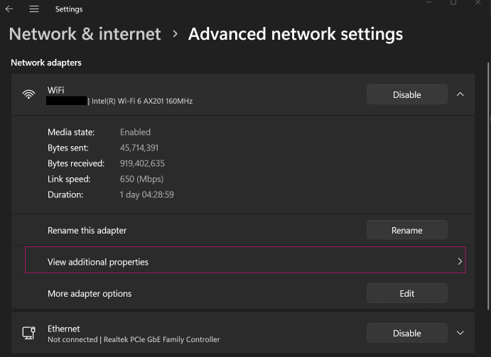 Windows 11 network settings