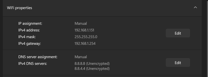 Windwos 11 wifi properties